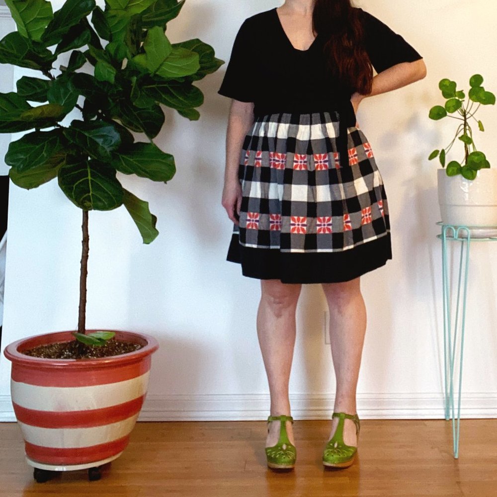 Anthropologie Buffalo Plaid Floral Skirt 12